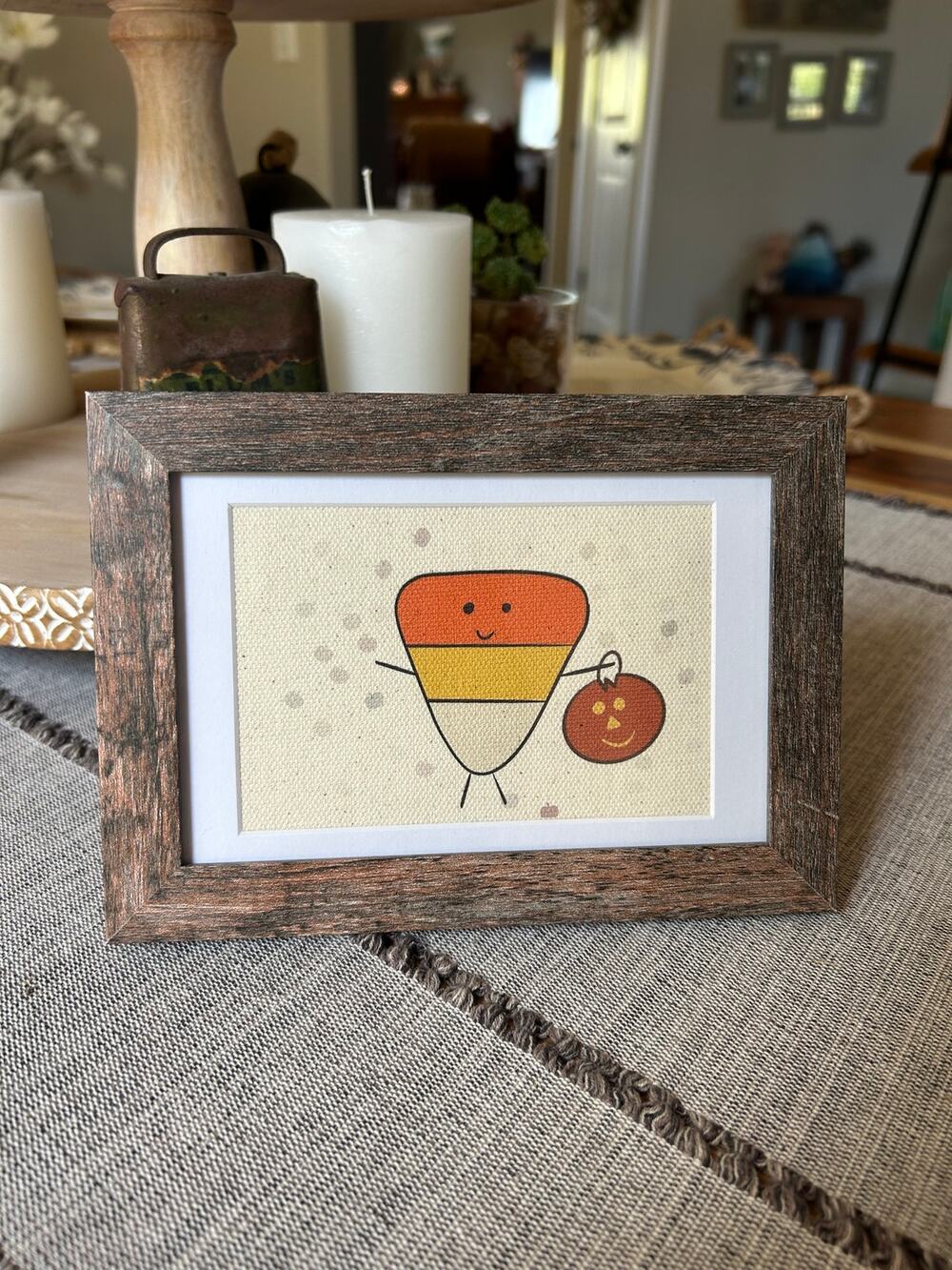 Candy Corn Halloween Mini Picture 6 x 4 Original Wall Art Canvas Fall Decor